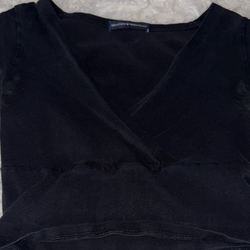 Brandy Melville Elegant Black V-Neck Top